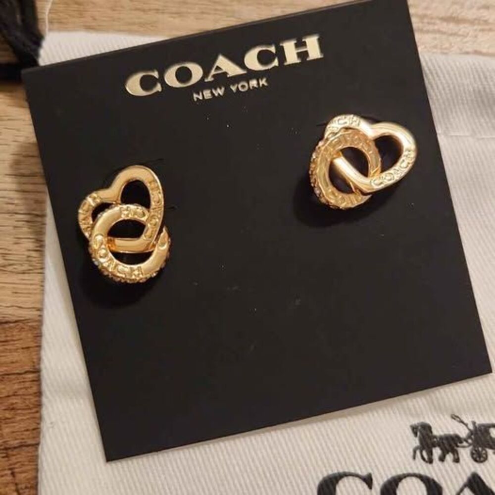 Coach Goldtone Heart Earrings NEW